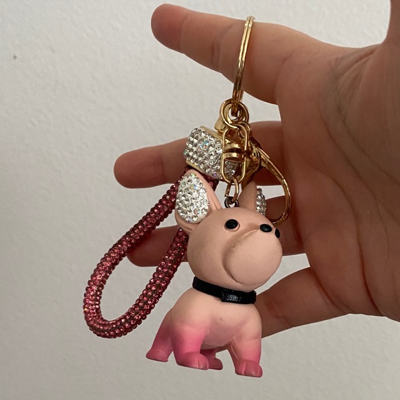 Accessories - Pink Dog Keychain with Rhinestones